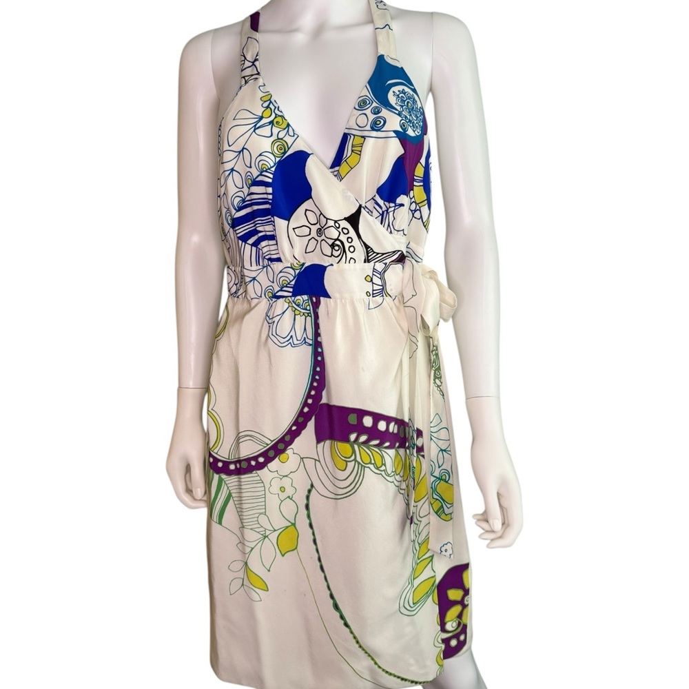 Tibi Multicolor Halter Silk Dress